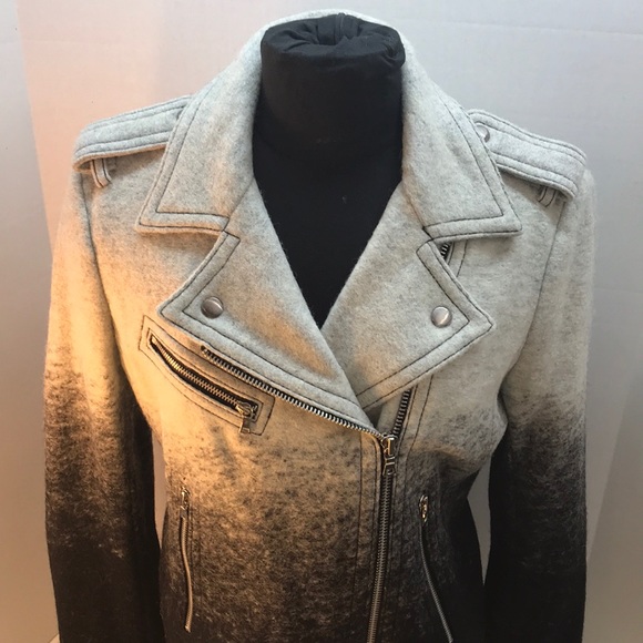 NWT GAP White, Gray & Black Ombre Moto Jacket – Size M - Picture 1 of 8